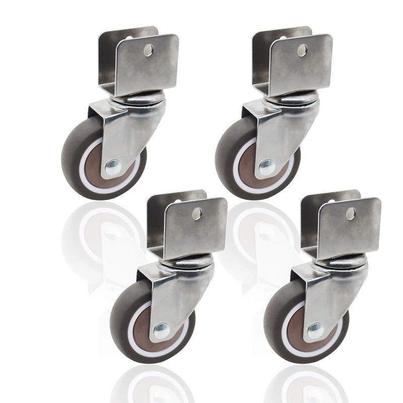 Heavy Duty Side Mount Caster Wheels 4PCS 1 5 Inch U Swivel Shape Ball Bearing 360 Degree Rubber Plate Castors - Image 1