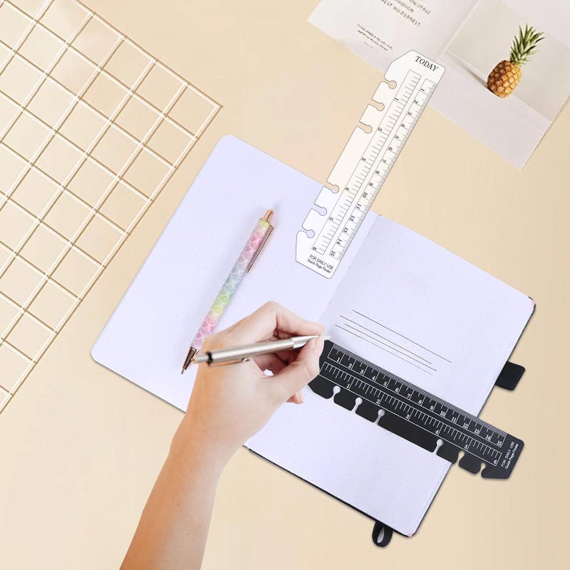 Chris.W 2Pcs Black/Clear Plastic Page Marker Pouch Pagefinder Measuring Today Ruler for A6 Size 6-Hole Binder Notebook (Black + Clear, A6) - Image 5