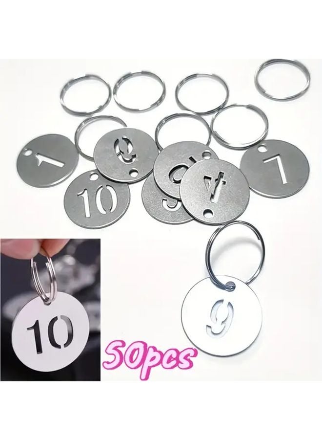 50pcs 1 50 Stainless Steel Number Tags Rustproof Key Labels For Home Office Keys - Image 2