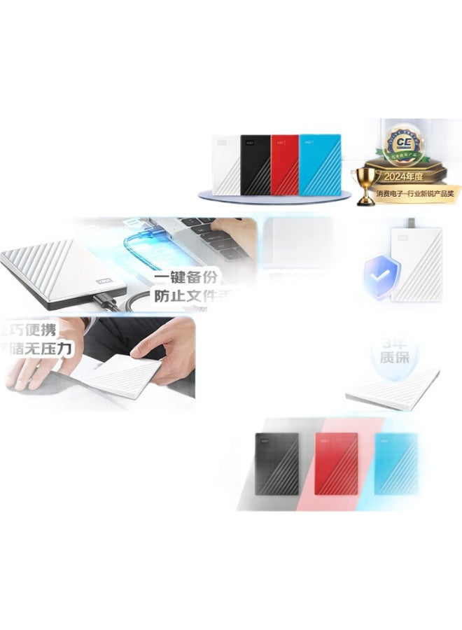 Western Digital Western Digital (Wd) 6Tb Portable Hard Drive, Usb3.0, My Passport, Mom'S Drive, White, Mechanical Hard Drive, Large Capacity, External Storage For Mobile Phones And Laptops - Image 3