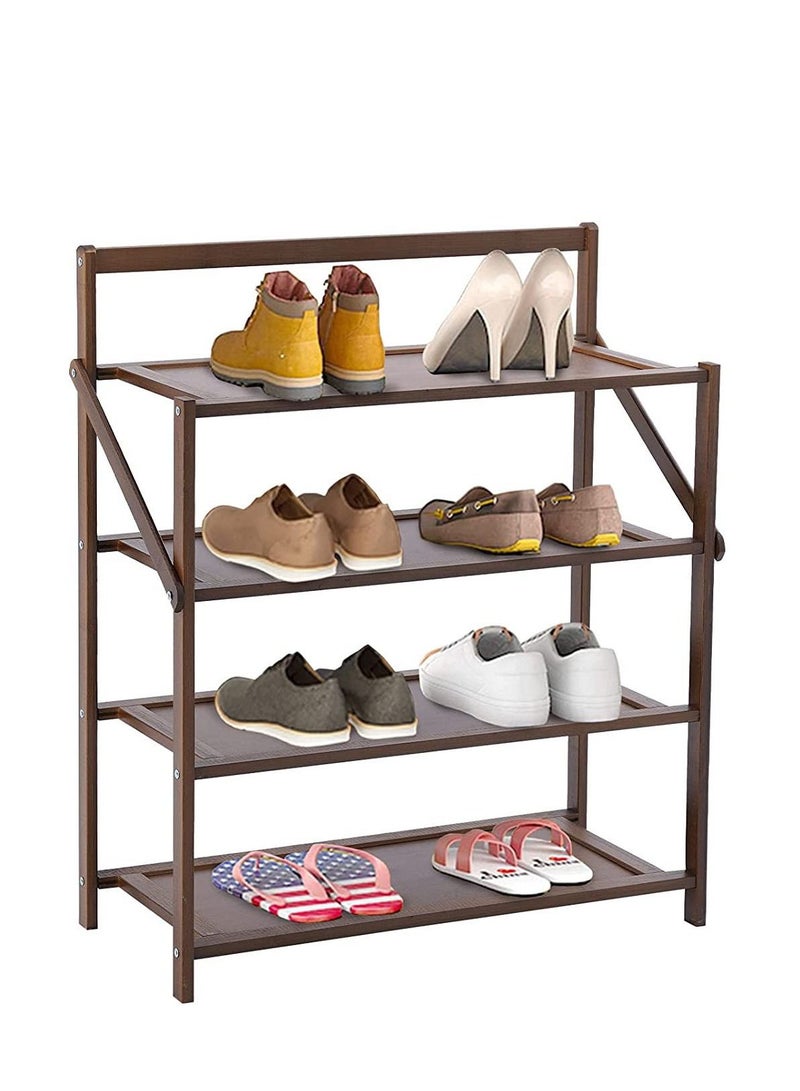 Generic FFD Foldable Bamboo Shoe Rack Shoe Shelf Storage Organizer Flower Stand Bamboo Boot Organizer(4 Floor) - Image 3