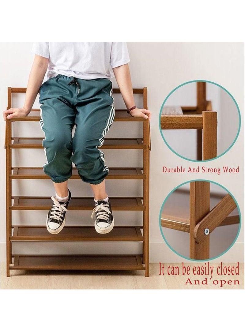 Generic FFD Foldable Bamboo Shoe Rack Shoe Shelf Storage Organizer Flower Stand Bamboo Boot Organizer(4 Floor) - Image 5