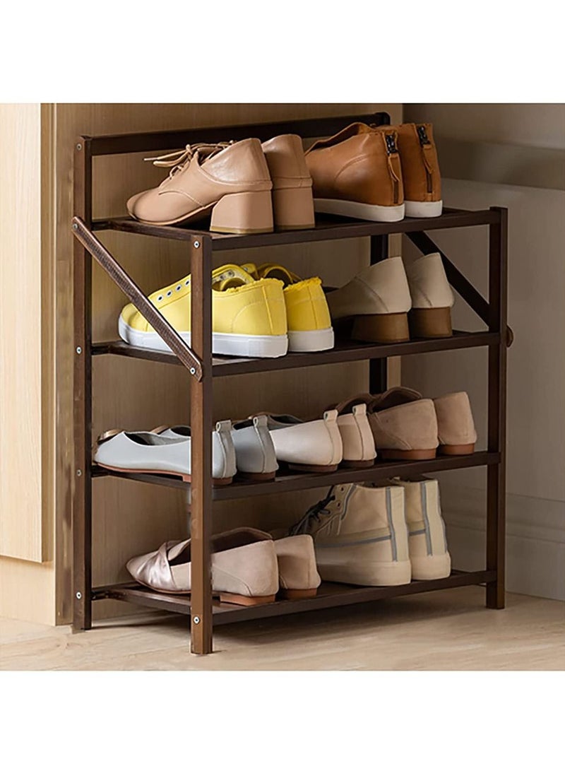 Generic FFD Foldable Bamboo Shoe Rack Shoe Shelf Storage Organizer Flower Stand Bamboo Boot Organizer(4 Floor) - Image 2