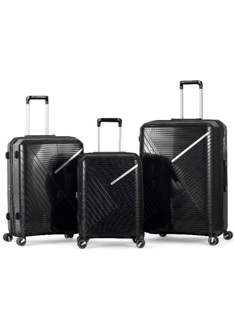 Milano 3 Pieces Unbreakable Luggage Set with TSA Lock, 4 Silent Spinner Wheels, Expandable Double Zipper - ABS Sizes (20",24",28") (Black)