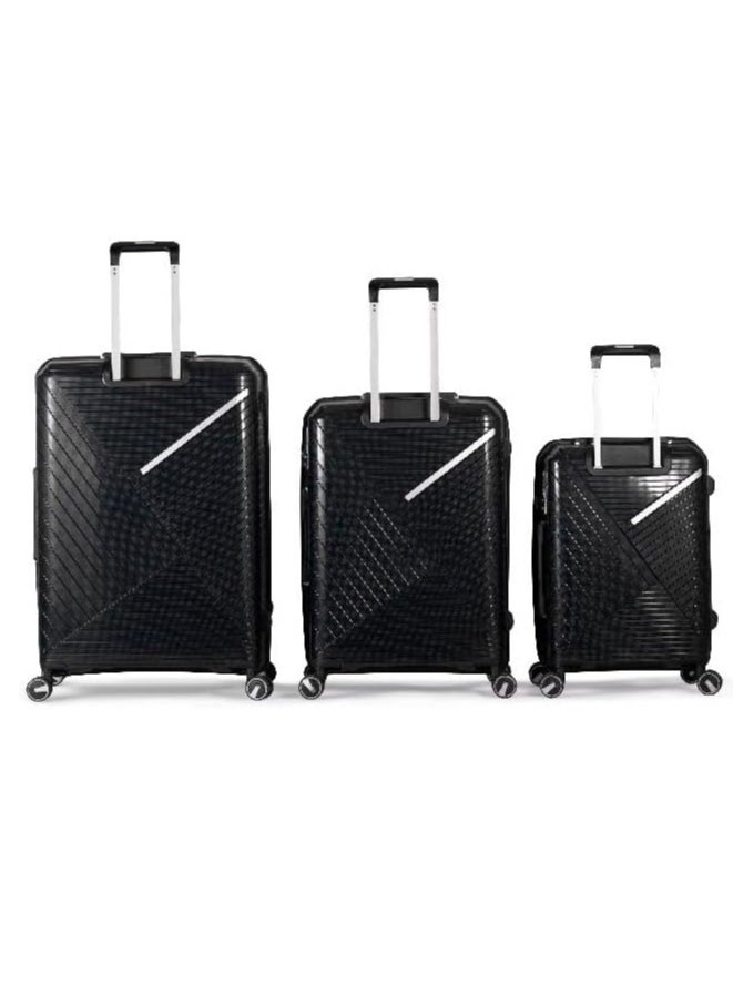 Milano 3 Pieces Unbreakable Luggage Set with TSA Lock, 4 Silent Spinner Wheels, Expandable Double Zipper - ABS Sizes (20",24",28") (Black)