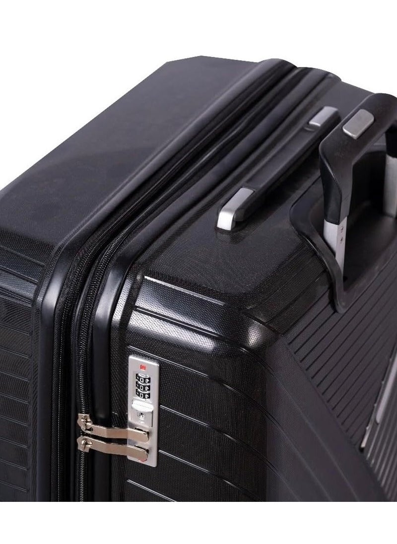 Milano 3 Pieces Unbreakable Luggage Set with TSA Lock, 4 Silent Spinner Wheels, Expandable Double Zipper - ABS Sizes (20",24",28") (Black)