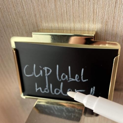 Top label Clip Label Holders,Gold Bin Clips for Kitchen Pantry Organization,10 Pcs Clip Holders with 60 Pcs Chalkboard Stickers - Image 3