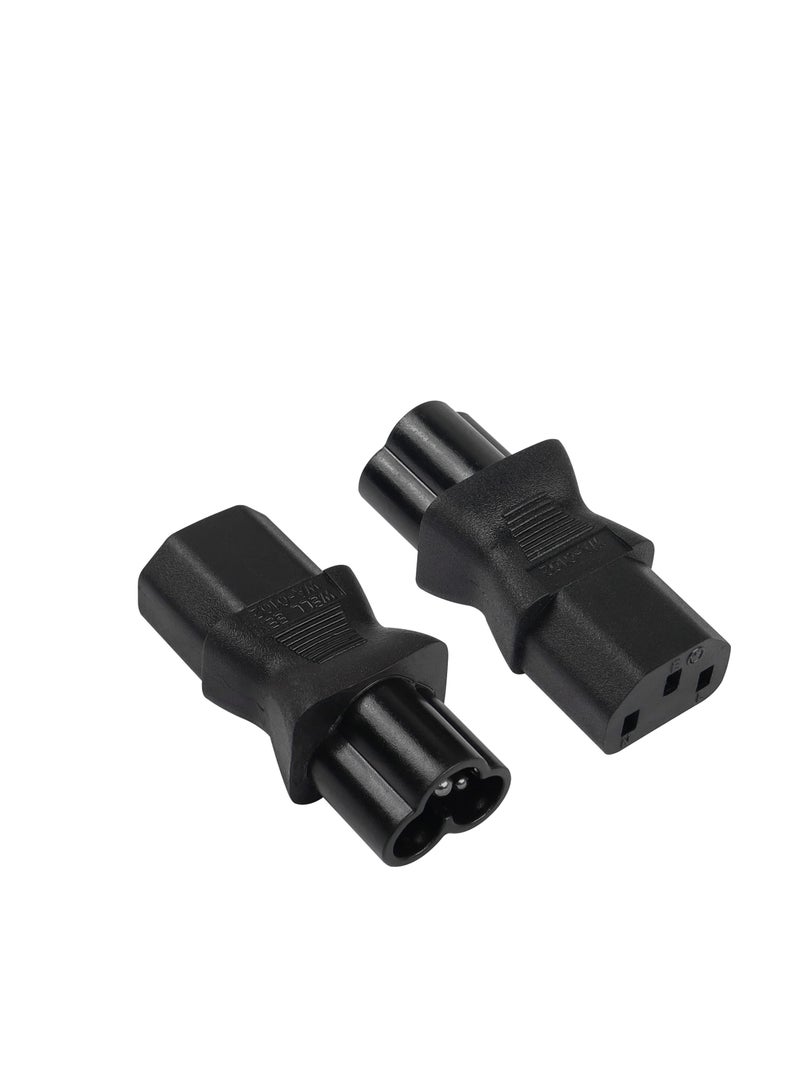 Excefore 2 Pack C13 Female to Male C6 Power Adapter, C13 to C6 3-Pin AC Converter Plug, Laptop Mains Cable Converter  - Image 1