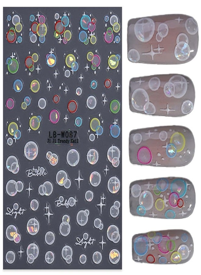 SIMAYKUWA 3D Holographic Bubble Nail Stickers - Summer Cute Designs, Thin & Flexible Nail Art Stickers with Adhesive Backing A Set of 2 Sheets - Image 2