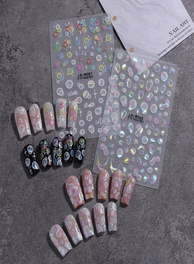 SIMAYKUWA 3D Holographic Bubble Nail Stickers - Summer Cute Designs, Thin & Flexible Nail Art Stickers with Adhesive Backing A Set of 2 Sheets - Image 4