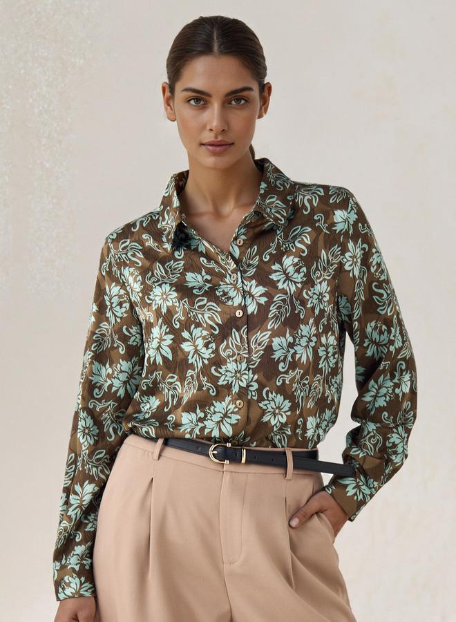 Splash FAV Regular Fit Viscose Floral Print Shirt with Collar - Image 1