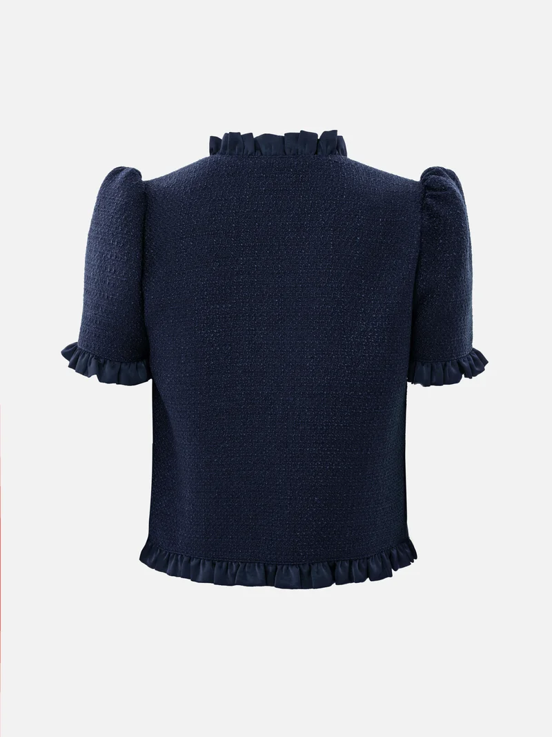 Lichi  Straight-cut tweed blouse with ruffles for Women | Best Price UAE