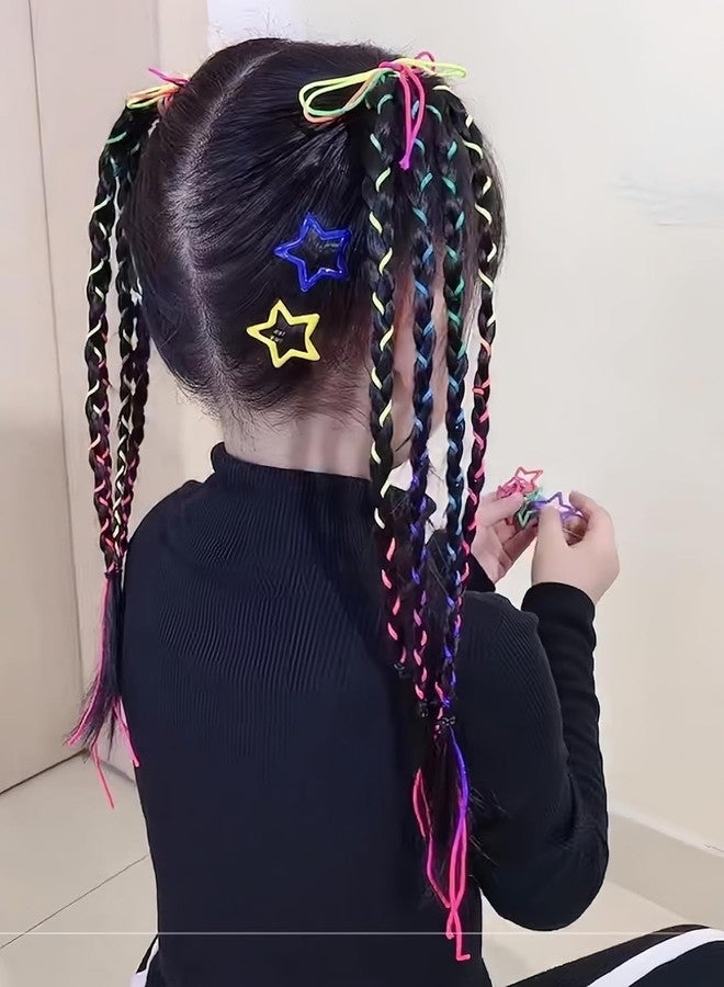 DHANABAPA Colorful Hair Thread Extensions for Girls Kids, Braiding Hair Accessories Set, Rainbow Hair Wrap Strings for DIY Hairstyle, Temporary Hair Decoration for Parties, School - 6 Pcs, Multicolor. - Image 2