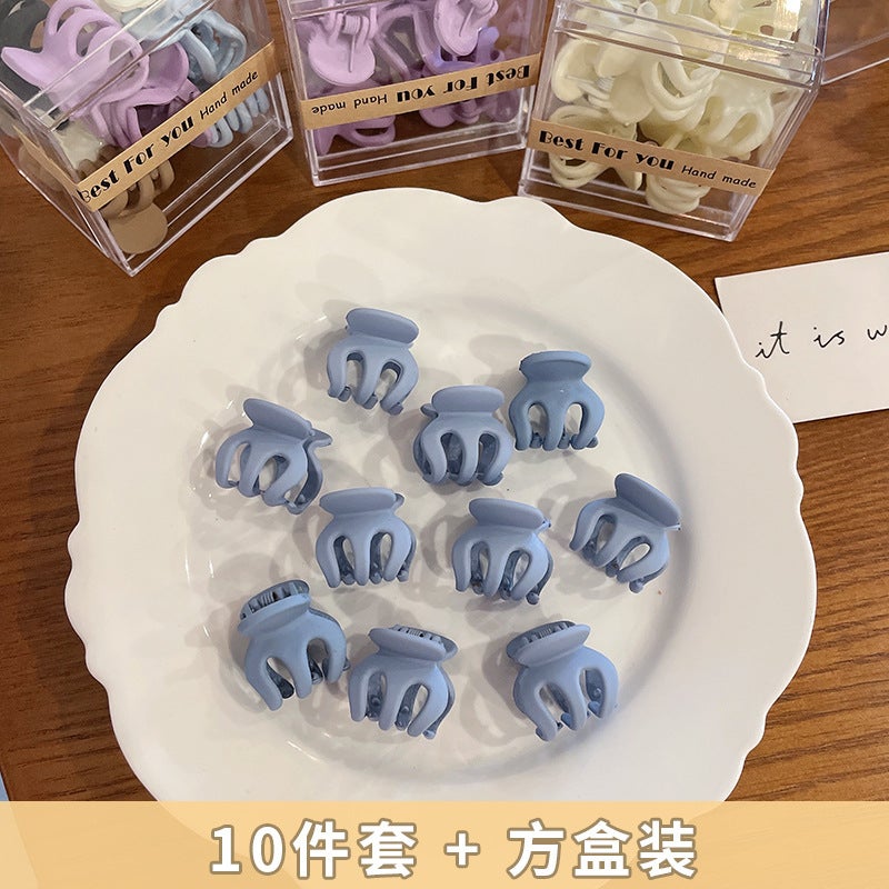 Generic Mini Scrub Hair Claw Clips for Fringe J1011E light blue 10 square box