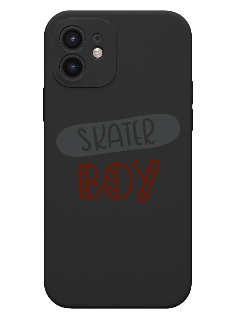 Theodor Protective Slim Fit Case Liquid Silicone Cover with Full Body Protection Anti-Scratch Shockproof Case For iPhone 12 Black  - Skates copy - Image 1