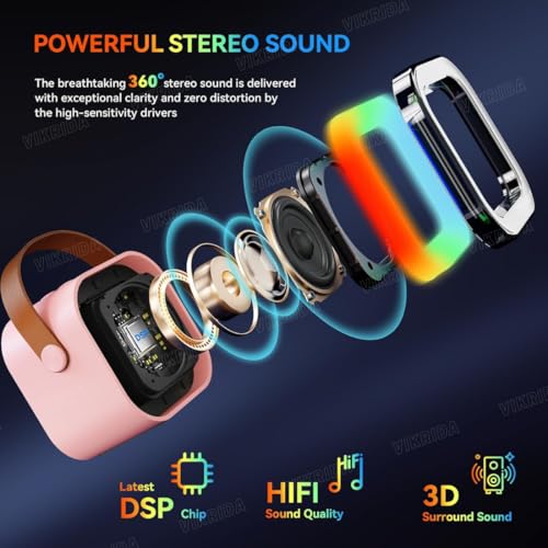 VikriDA Mini Karaoke Machine for Kids & Adults,Portable Bluetooth Speaker with 1 Wireless Karaoke Microphone,Music Toys Christmas Birthday Gifts for Girls & Boys 4,5,6,7,8,9,10,11,12 Year Old. - Image 2