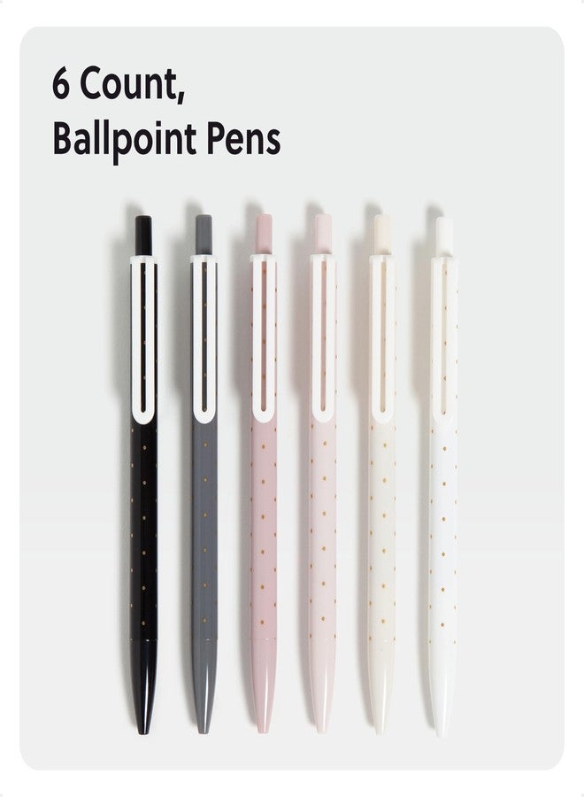 U Brands Laguna Ballpoint Pens, 6 Count, Foil Dots, Bold (1.0mm) Point, Black Ink - Image 2