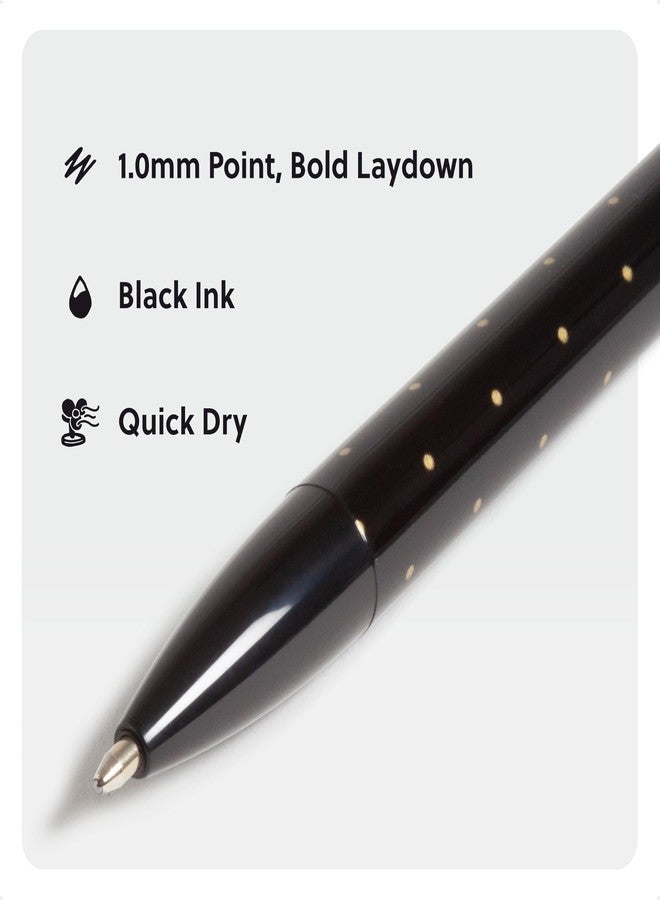 U Brands Laguna Ballpoint Pens, 6 Count, Foil Dots, Bold (1.0mm) Point, Black Ink - Image 3