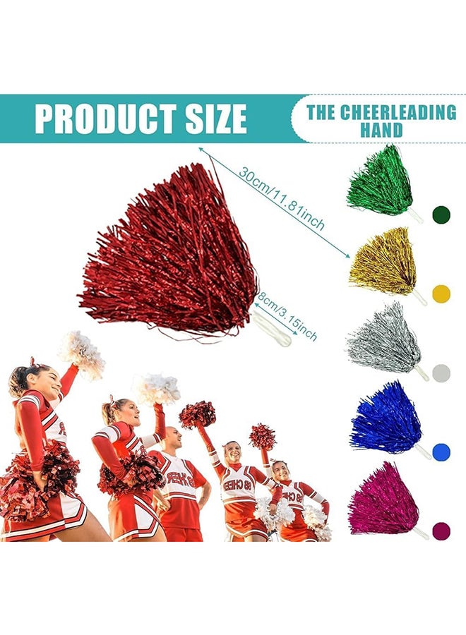 Goldedge 6 Pack Cheerleading Pom Poms with Handle Cheerleader Pompoms Metallic Foil Pompoms for Sports Team Spirit Cheering Party Dance(Silver)  - Image 4
