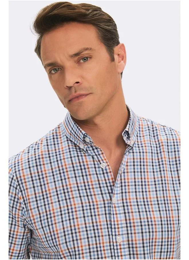 JUNE June Exclusive Men Regular Fit Checkered Shirt Navy - Blue