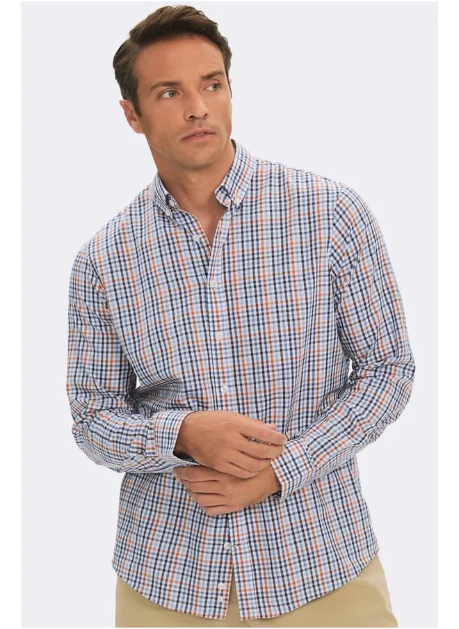 JUNE June Exclusive Men Regular Fit Checkered Shirt Navy - Blue