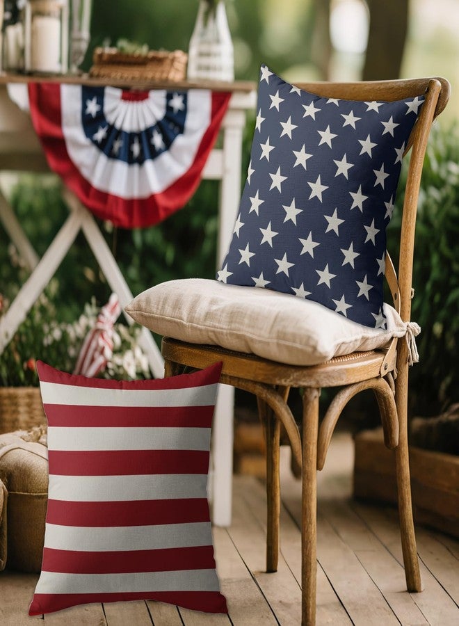 Smozenith 4th of July Pillow Covers 18X18 Set of 2, Patriotic Blue Star Red Striped Fourth July Print Decorative Throw Pillowcases Outdoor Memorial Day Independence Cushion Cases Couch Sofa Bed Decor - Image 3