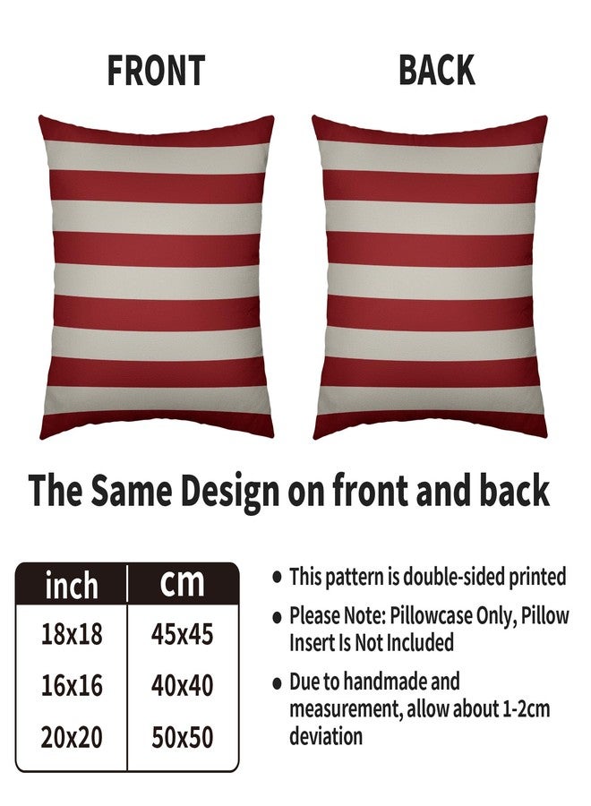 Smozenith 4th of July Pillow Covers 18X18 Set of 2, Patriotic Blue Star Red Striped Fourth July Print Decorative Throw Pillowcases Outdoor Memorial Day Independence Cushion Cases Couch Sofa Bed Decor - Image 4