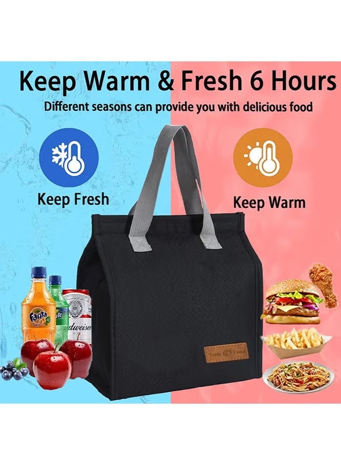 Hoasis Insulated Thermal Lunch Bag for Women & Men – Waterproof Reusable Portable Lunch Tote and Cooler Bag for Work, School, Travel, Picnic and Outdoor Use (Black) - Image 3