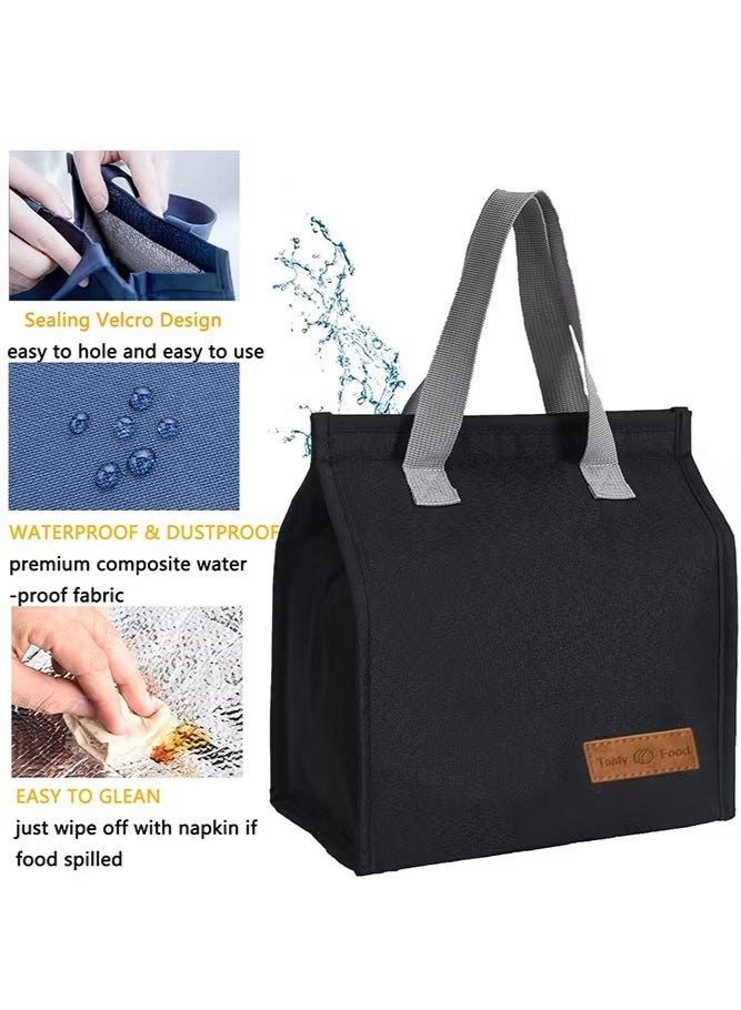 Hoasis Insulated Thermal Lunch Bag for Women & Men – Waterproof Reusable Portable Lunch Tote and Cooler Bag for Work, School, Travel, Picnic and Outdoor Use (Black) - Image 5