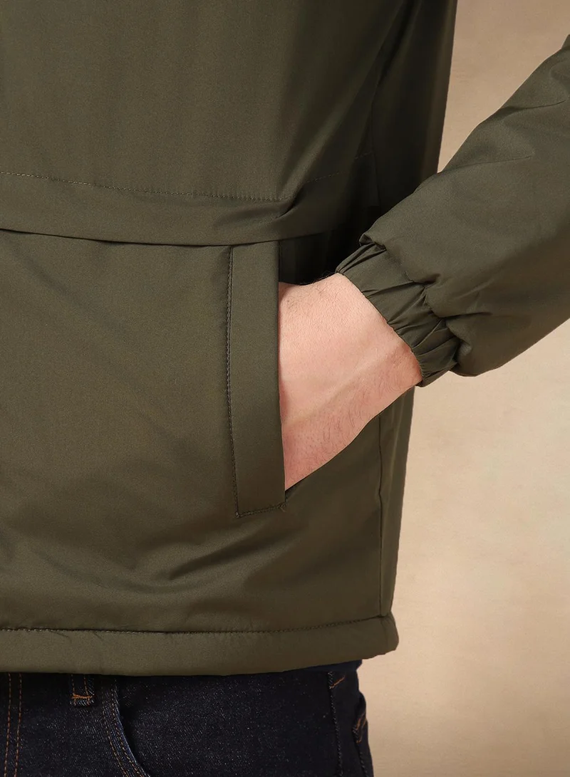 دينيس لينغو Men's Olive 100% Polyester Solid Regular Fit Jacket