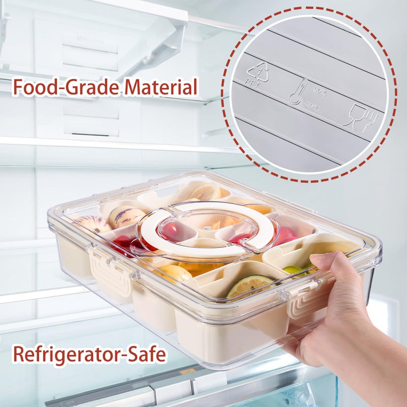 Bandesun Divided Serving Tray with Lid and Handle - Snackle Box Charcuterie Container for Portable Snack Platters - Clear Organizer for Candy, Fruits, Nuts, Snacks - Perfect for Party, Entertaining - Image 4
