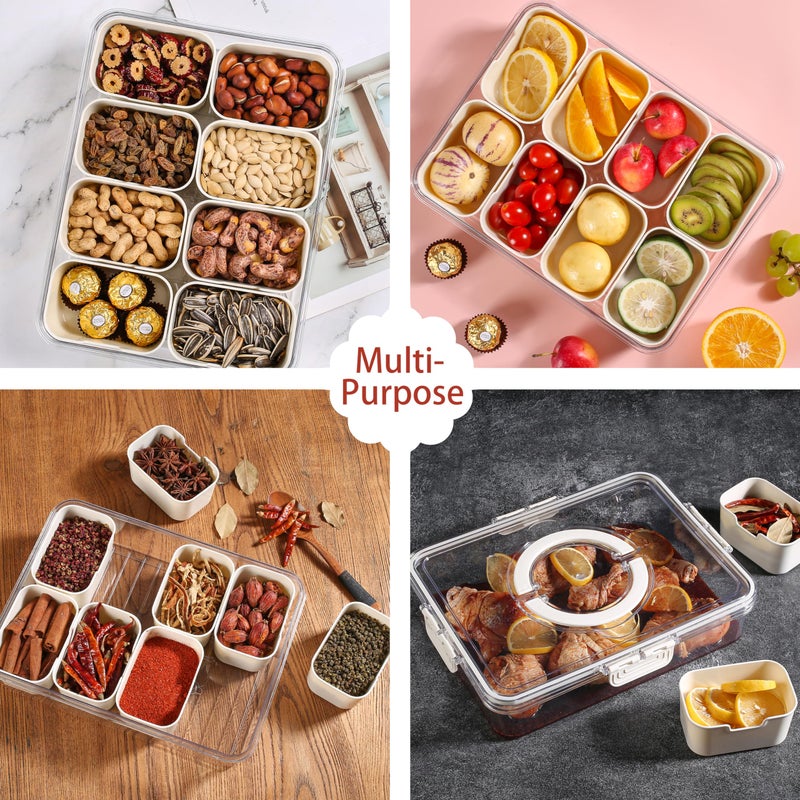 Bandesun Divided Serving Tray with Lid and Handle - Snackle Box Charcuterie Container for Portable Snack Platters - Clear Organizer for Candy, Fruits, Nuts, Snacks - Perfect for Party, Entertaining - Image 5