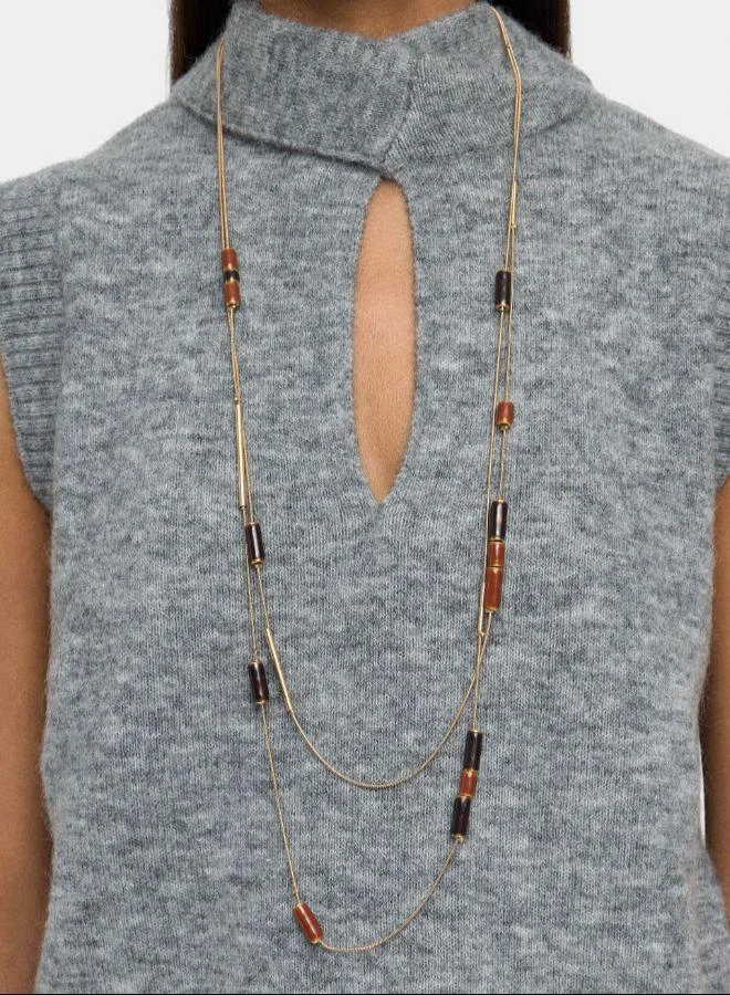 بارفوا عقد مزدوج بتفاصيل مطلية بالمينا