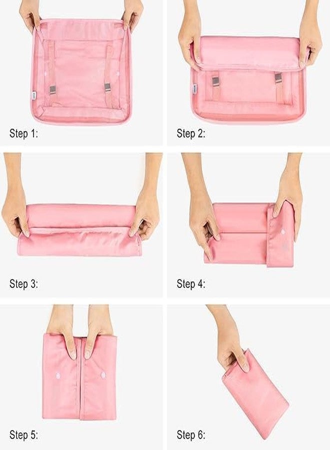 CAPSEA 7pcs pouche Set Travel Organizer Packing Cubes Lightweight Travel Luggage Organizers with Laundry Bag or Toiletry Bag Laundry Organiser (7 PCS, Pink) - Image 5