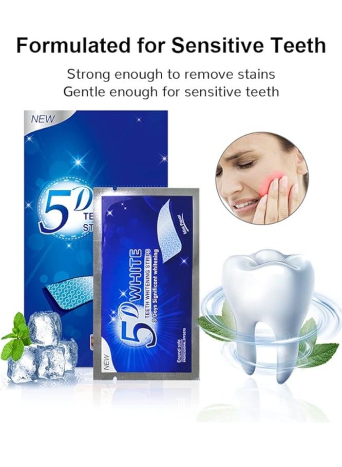 مجموعة شرائط لتبييض الاسنان 5D WHITE ، لا تحتوي على مواد ضارة، فعالة للاستخدام المنزلي، بنكهة النعناع، 10 كيس - Image 2