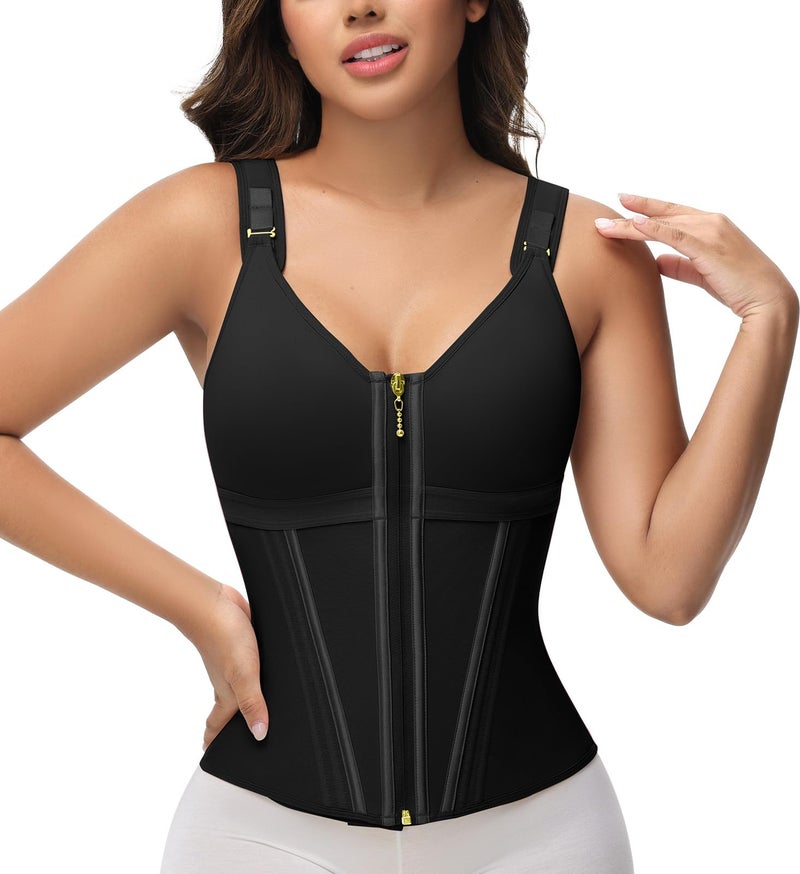 SHAPSHE Waist Trainer Corset for Women Tummy Control Sport Workout Body Shaper Vest for Women Postpartum Gym Zipper and Hooks - Image 1