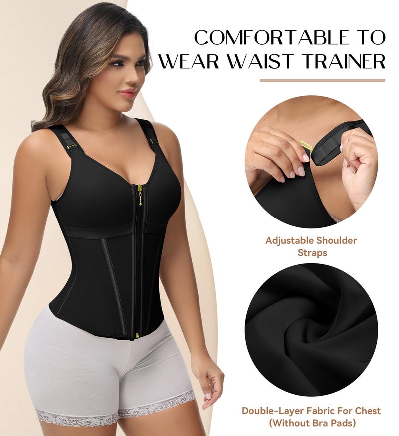 SHAPSHE Waist Trainer Corset for Women Tummy Control Sport Workout Body Shaper Vest for Women Postpartum Gym Zipper and Hooks - Image 3