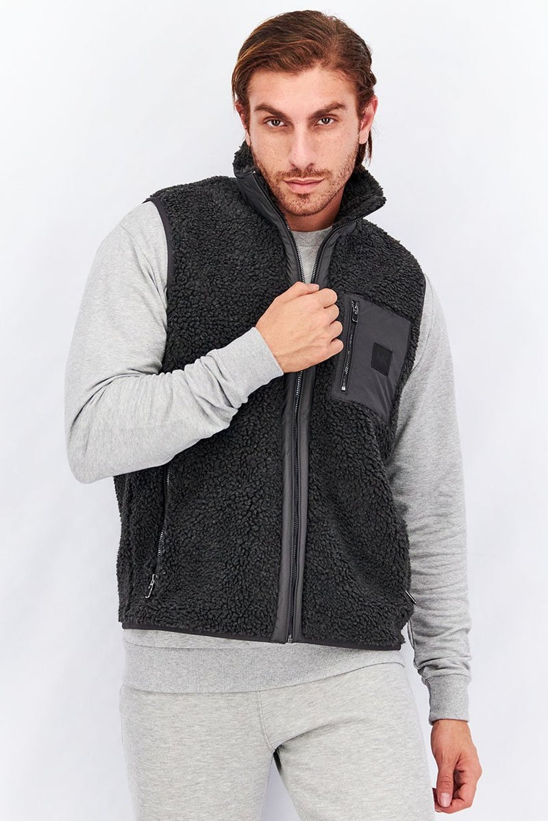 Michael Kors سترة كاملة بسحاب للرجال بتصميم محكم، رمادي غامق - Image 1