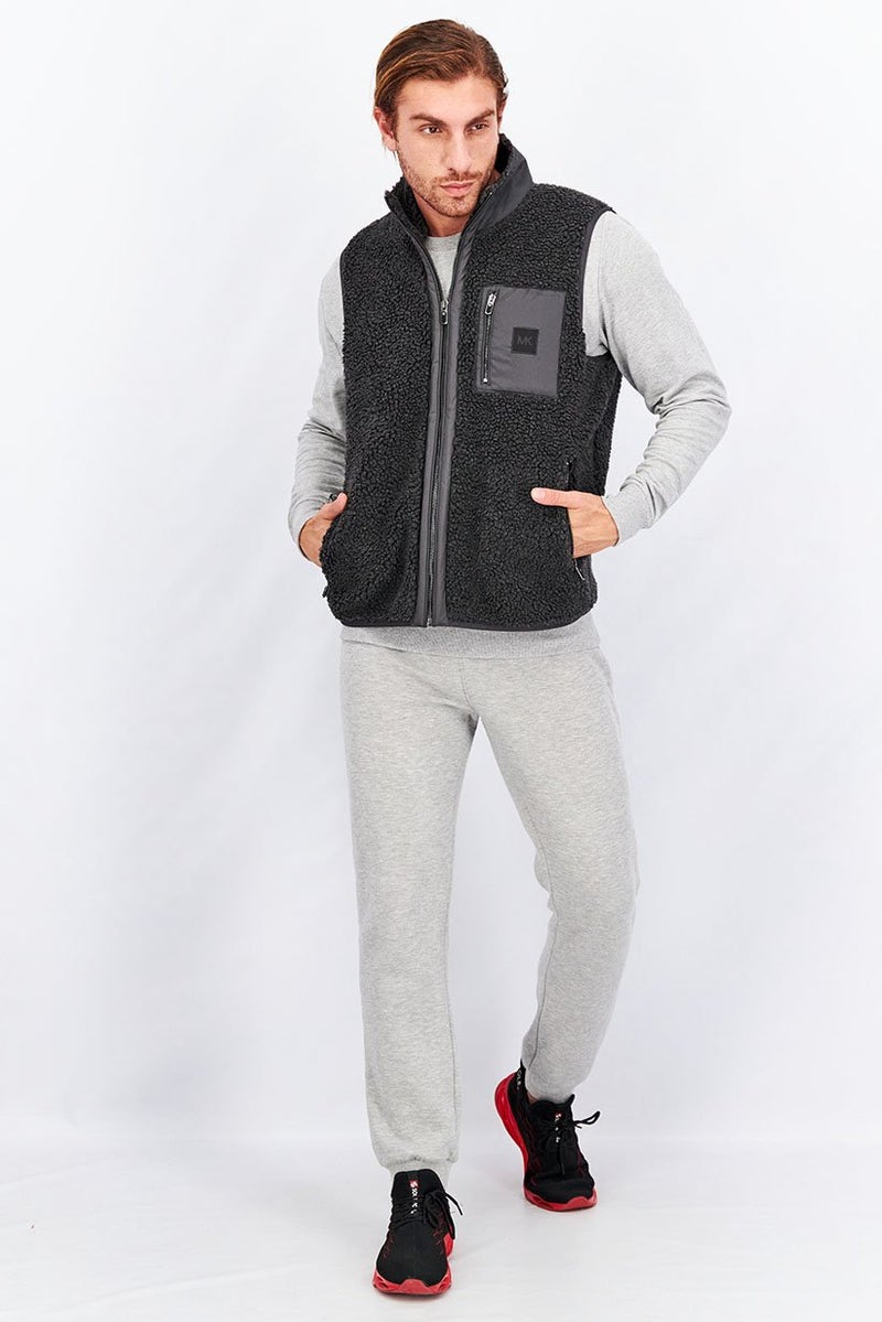 Michael Kors سترة كاملة بسحاب للرجال بتصميم محكم، رمادي غامق - Image 2