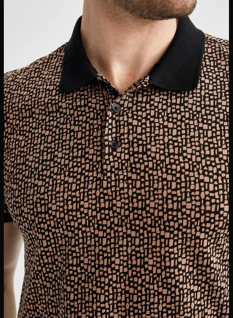 DeFacto Slim Fit Shorts Sleeve Leopard Print T-Shirt