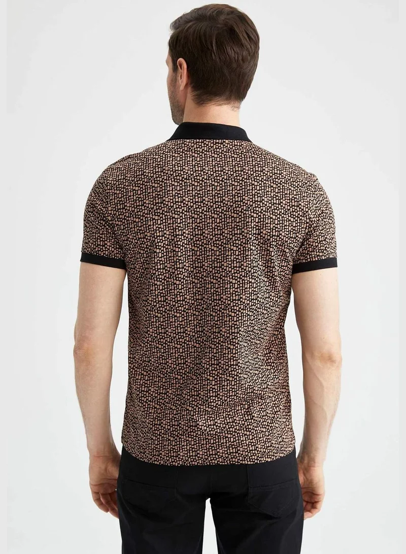 DeFacto Slim Fit Shorts Sleeve Leopard Print T-Shirt