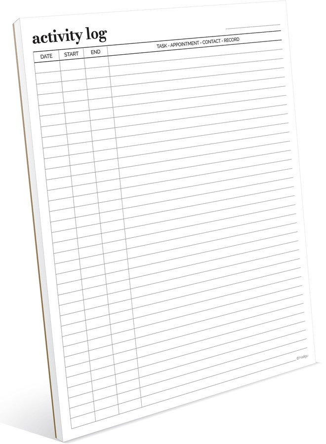 HADIGU Activity Log Notepad 11x8,5" Organize and Track Tasks, Appointments, Contacts, Records - Premium Thick Paper, 50 Sheets, Hard Cardboard Back Support, To Do List Notepad for Work, Daily Productivity, - Image 1