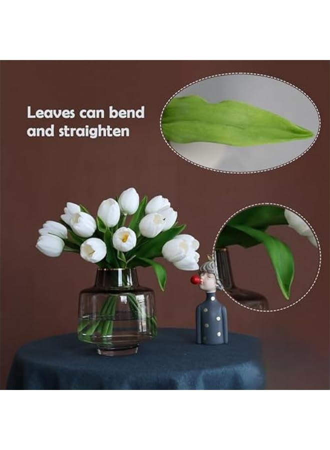 White&Green Tulip Flowers Artificial Luxury Big Tulip Valentine's Day Mother's Day Easter Home Kitchen Wedding Decorations(11pcs) - Image 5