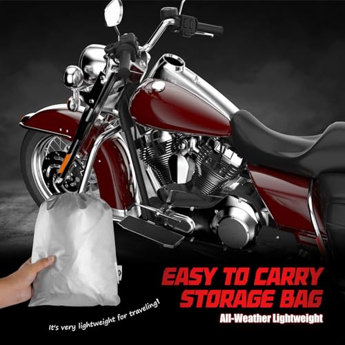 Rosefray 420D Motorcycle Half Cover-Outdoor Waterproof All Weather Protection Lightweight Half Cover,Silver XL Size for Most Touring Models Harley Davidson,Honda Goldwing,Road King Street Glide - Image 5