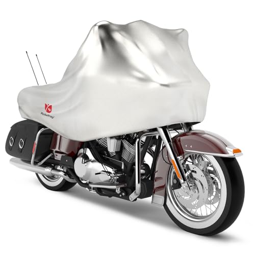 Rosefray 420D Motorcycle Half Cover-Outdoor Waterproof All Weather Protection Lightweight Half Cover,Silver XL Size for Most Touring Models Harley Davidson,Honda Goldwing,Road King Street Glide - Image 1