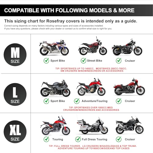 Rosefray 420D Motorcycle Half Cover-Outdoor Waterproof All Weather Protection Lightweight Half Cover,Silver XL Size for Most Touring Models Harley Davidson,Honda Goldwing,Road King Street Glide - Image 4