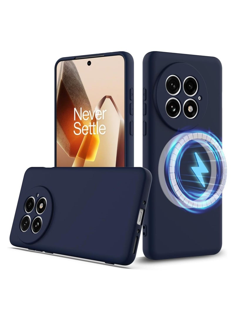 عام الغطاء المغناطيسي متوافق مع غطاء OnePlus 13 بحزام معصم، والغطاء الرقيق جدًا من السيليكون السائل الناعم TPU مع غطاء واقي مقاوم للصدمات والسقوط مناسب لـ OnePlus 13. - Image 1