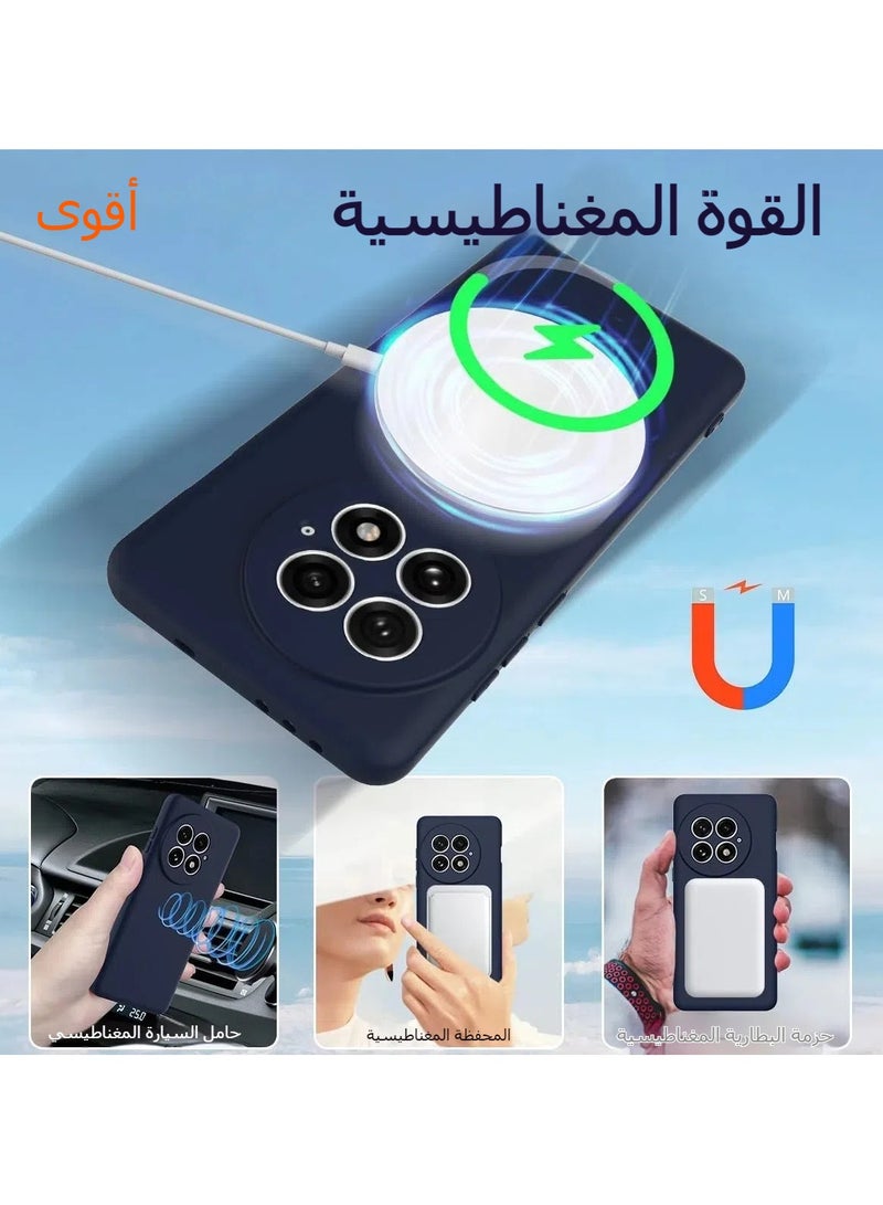 عام الغطاء المغناطيسي متوافق مع غطاء OnePlus 13 بحزام معصم، والغطاء الرقيق جدًا من السيليكون السائل الناعم TPU مع غطاء واقي مقاوم للصدمات والسقوط مناسب لـ OnePlus 13. - Image 2
