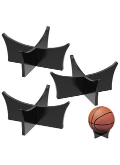 Acrylic Ball Stand Holder,Ball Display Stand for Football Basketball Soccer Ball Holder,Volleyball Rugby Ball Sports Ball Storage Rack,Trophy Autograph Memorabilia Display Cases 3 Pcs