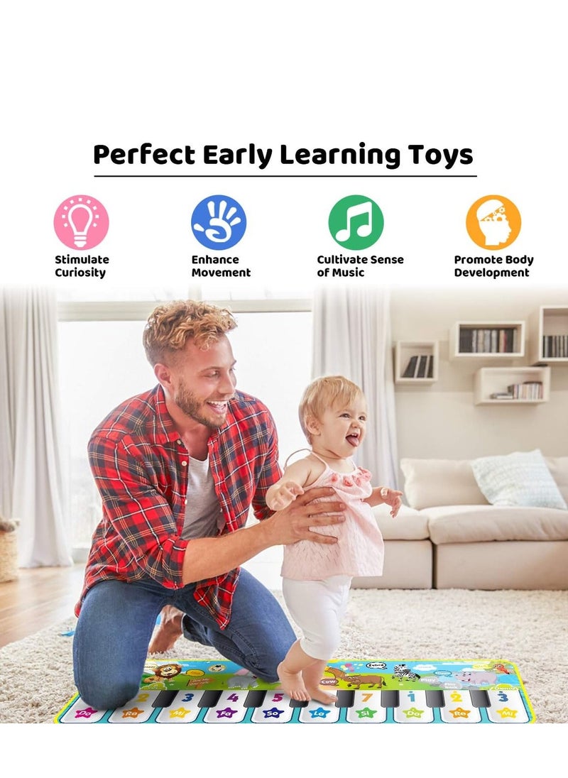 RenFox - RenFox baby musical mats with 42 music sounds kid floor piano keyboard dance mat animal blanket touch playmat early education toys gift for 1 2 3+ years old toddlers boys girls - Image 1